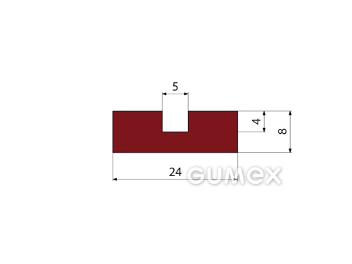 "U" Silikonprofil, 8x24/5mm, 60°ShA, -60°C/+275°C, (kurzzeitig 300°C), rotbraun, 